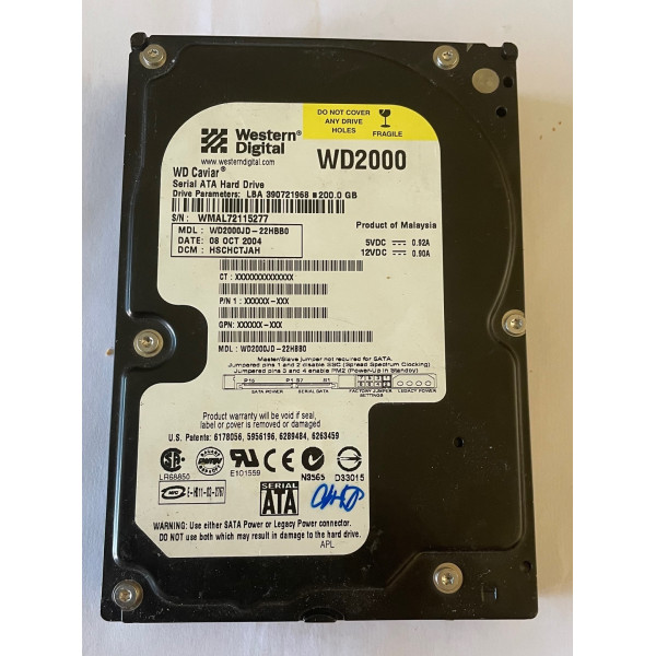 Disque dur 3,5" Western Digital 200Go Sata