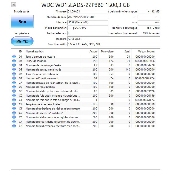 Disque dur 3,5" Western Digital 1,5To (1500Go) Sata