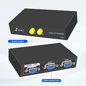 Commutateur VGA 2 en 1 sortie VGA Vidéo Répartiteur Dual Monitor 1080P 2 ports VGA Video