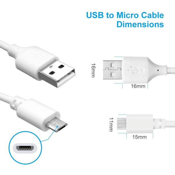 Câble Micro USB de Charge pour téléphones Android, Samsung, Huawei Honor HTC, Nokia, Sony, LG, Google et Autres [120 cm, Blanc]