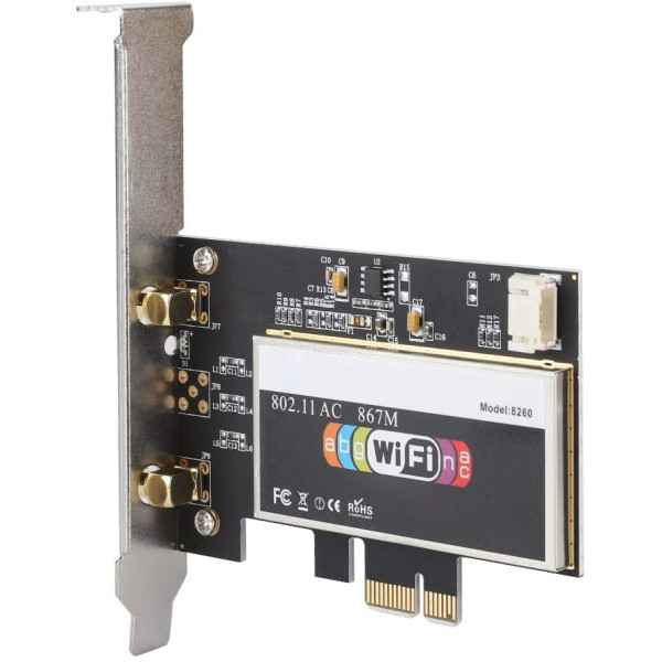 Carte réseau PCI Express 1200Mbp + Carte PCIe WiFi 6 Double Carte LAN  802.11ac 2.4G / 5GHz pour PC de Bureau PCI x1 Bluetooth 5