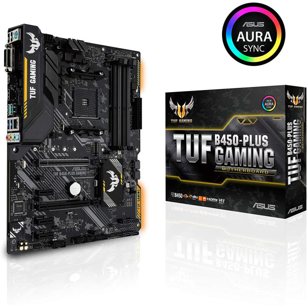 Carte mère gaming AMD B450 au format ATX ASUS Aura TUF B450-PLUS GAMING