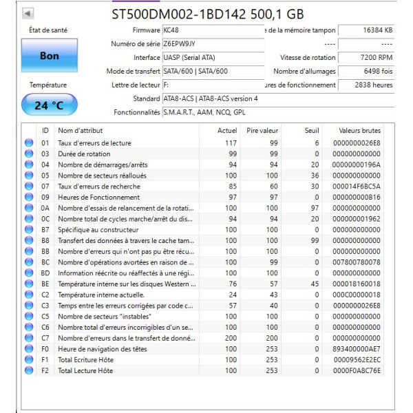 Disque dur 3,5" Seagate 500Go Sata