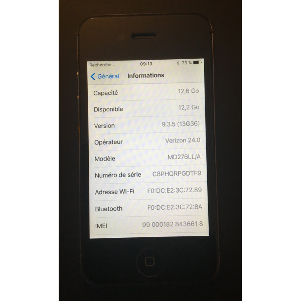 Iphone 4S noir 16Go d'occasion recondionné à neuf