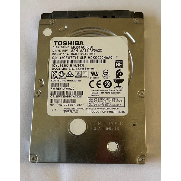 Disque dur 2,5" Toshiba 500Go Sata